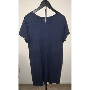 TOAD&CO Navy Solid Crew Neck Short Sleeve Knit Cotton Knee Dress Womens XL
